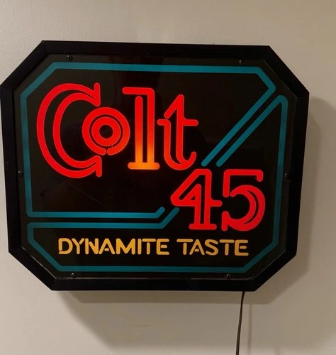 Vintage COLT 45 Lighted Neon Sign  Liquor Dynamite Taste Bar 1985 Tested 14x16