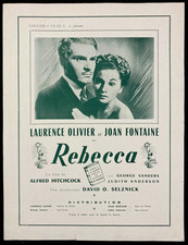 REBECCA Orig Movie Press Sheet Alfred Hitchcock Joan Fontaine Olivier Mystery