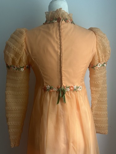 Vintage ILGWU 1960s Peach Party Dress sz S - Picture 6 of 11