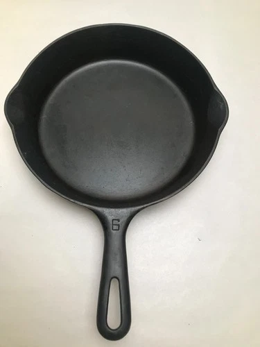 Vintage GRISWOLD Cast Iron SKILLET Frying Pan # 6 SMALL BLOCK LOGO