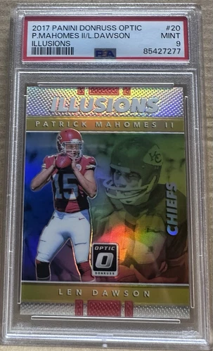 2017 Donruss Optic -Patrick Mahomes II, Len Dawson- Illusions PSA 9