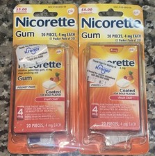 2 Nicorette Gum Fruit Chill 4MG 40 Pieces Total