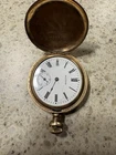 Waltham American Full Hunter Pocket Watch Floral Engraved Roman Dial Manual