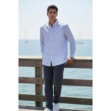 Tommy Hilfiger Men's Academy Poplin Striped Button Down Shirt Size M