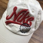 Nike One Size Fits Most Off White Red Baseball Cap Hat *STAINS *READ — photo 2