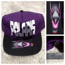 Vintage Polaris Racing Snapback Hat One Size Snowmobiles Embroidered Cap Blue