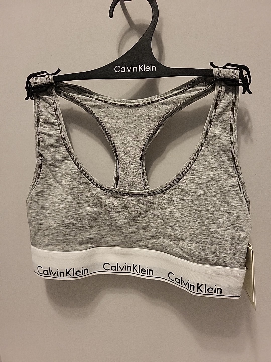 Calvin Klein Women's Grey Racerback Sports Bra Unlined Size Small Grey NWT