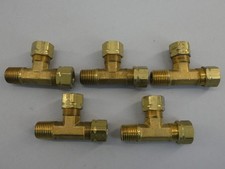 *Lot of 5* Parker Brass Fitting Union Branch Tee 1/4" Tube - NEW Surplus!