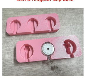 Pink Badge Reel Holder Base, 3-Cavity set of two 