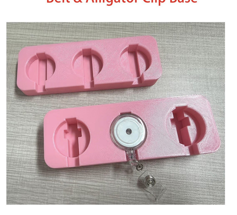 Pink Badge Reel Holder Base, 3-Cavity set of two 