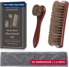 3PCS 100 Horse Hair Shoe Brush Set for Leather Boots Horsehair Brush for Polish