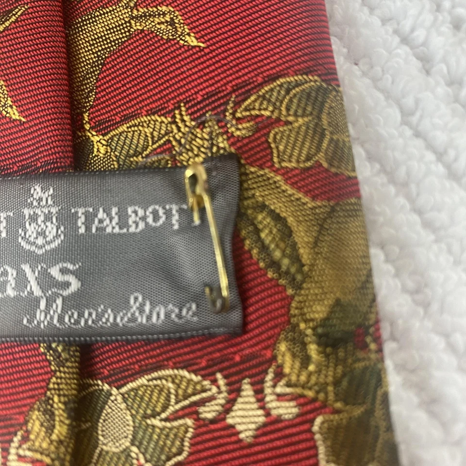 Corbata de caza Robert Talbott para hombre roja seda estampado pato mallardo Inglaterra Foto 4 de 4