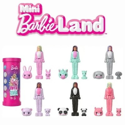 NEW COMPLETE SET OF 6 Mini Barbie land Cutie Reveal Doll & pet series 1