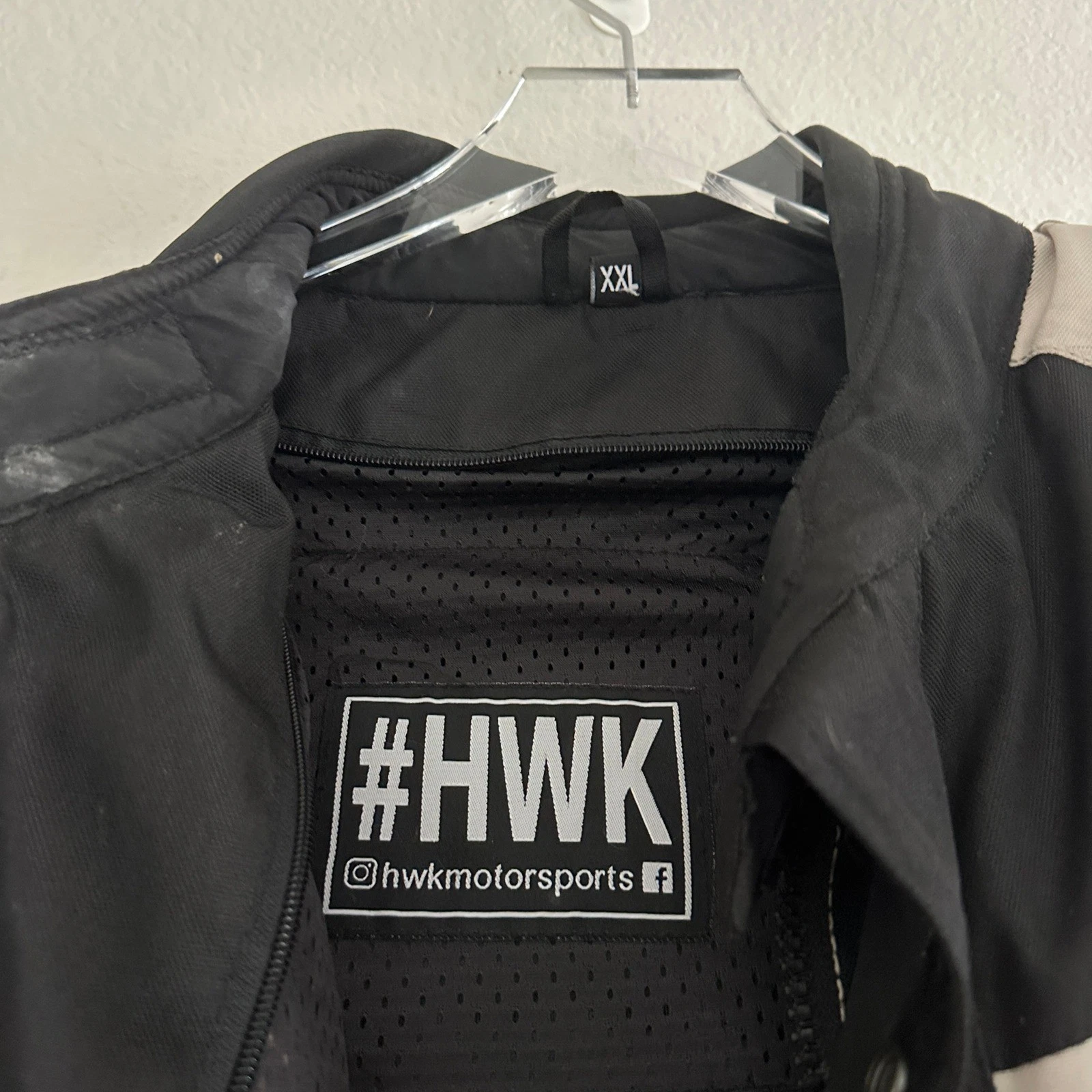 HWK Motorcycle Jacket Mens XXL Grey Black Padded Armor Vent Biker Touring image 3