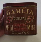 GARCIA Mild SUMATRA WRAPPED TAMPA STYLE CUBABAS 5 CENT CIGAR TIN FACTORY #417  — photo 2