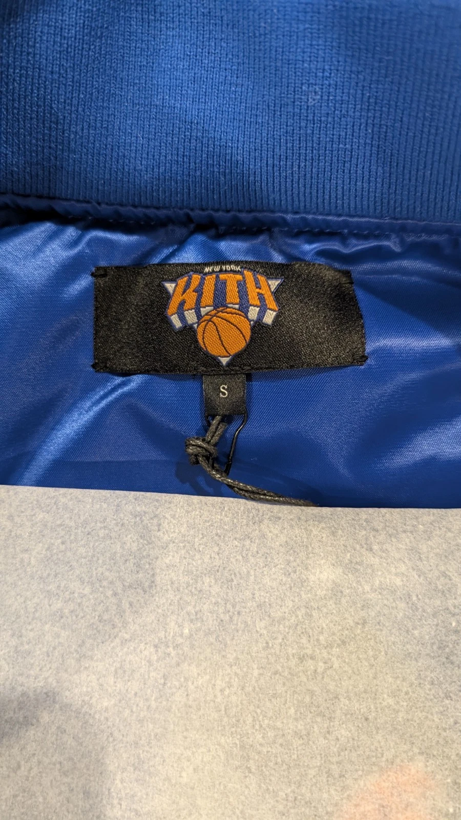 KITH x Knicks NBA Finals Satin Bomber Jacket 2026 Championship Blue Men’s Size S image 3