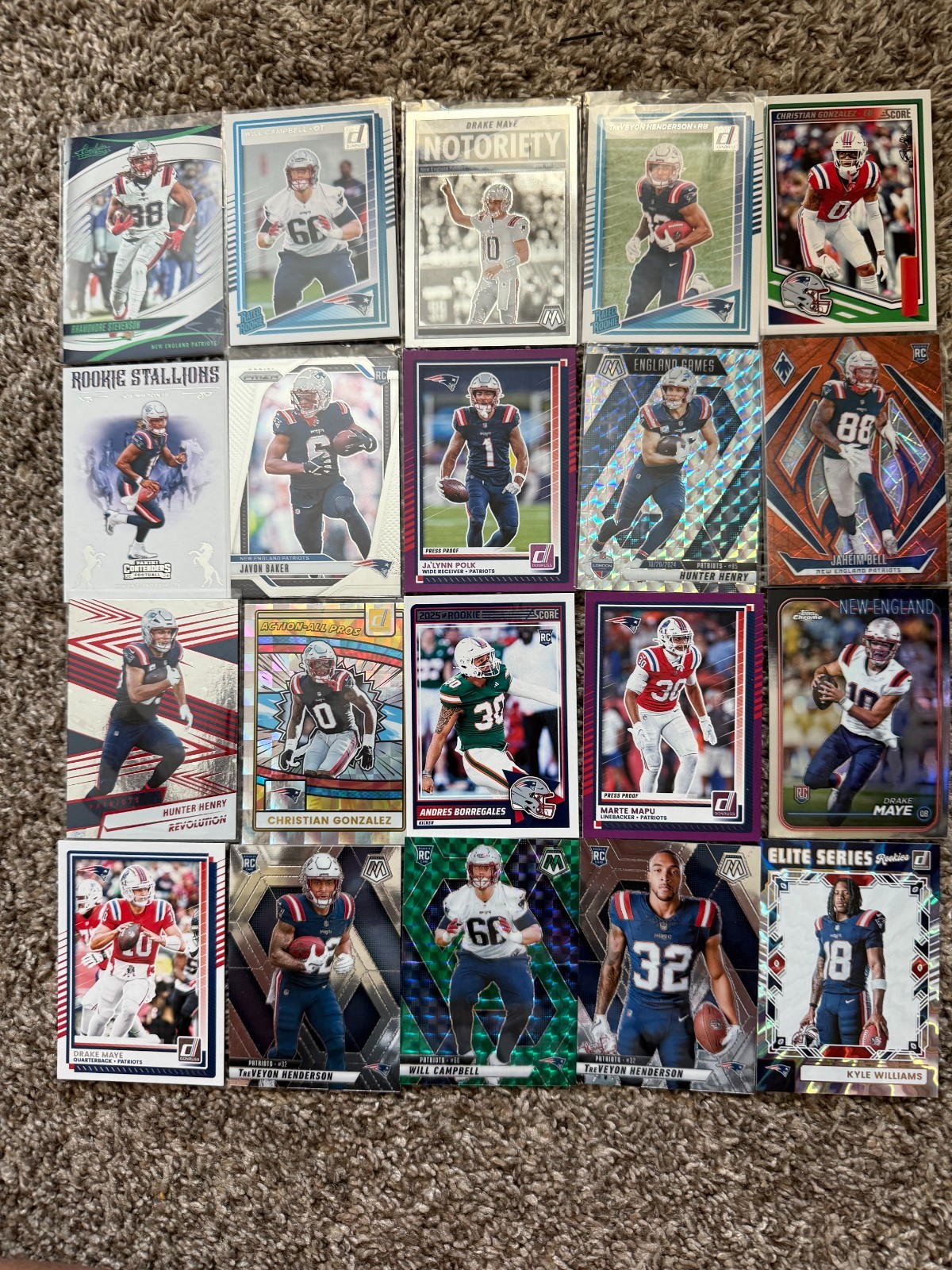 New England Patriots 20 Card NICE Lot Maye, Henderson, RCs , Inserts, etc