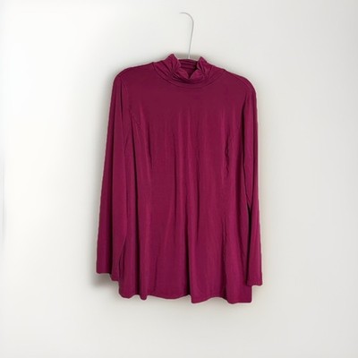 Mock Turtleneck Susan Graver Womens Weekend Essentials Burgundy L/S Top Size 1X