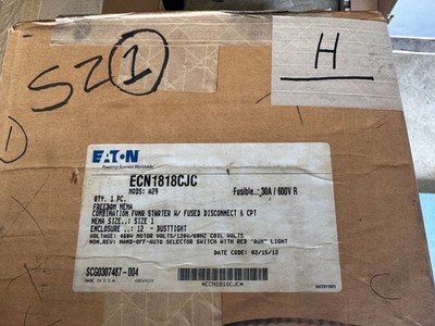 Eaton ECN1811CJC Freedon Nema Combination Size 1 Starter Fused Disconnect New