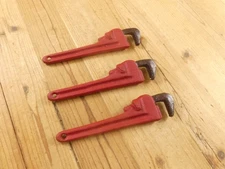 3 Hand Held Bottle Openers Cast Iron Pipe Wrench Red Beer Pop Soda Bar Handyman
