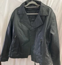USA Bikers Dream Apparel Vintage Black Leather Motorcycle Biker Jacket  Women 3X