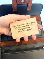 Personalised Rustic Wood Wallet Card – Custom Message Engraved Gift for Him, Her