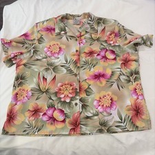 Allison Daley Tropical Hawaiian Button Shirt Top Size 16P Floral Vintage