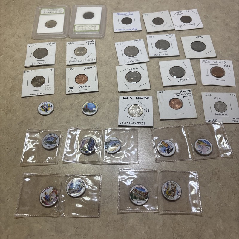 Lot of 29 U.S Coins 1917-2009• Nickels, Pennies, Colorized State Quarters