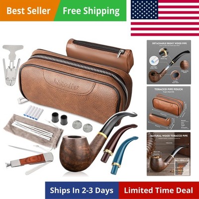 tobacco pipe accessories Handmade Pipe Set, Leather Pipe Pouch, Wood Pipe and Accessories  Scraper/Stan