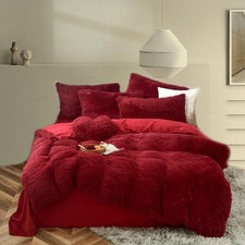 Luxury Shag Fluffy Comforter Cover Set, Shaggy Faux Fur Duvet Cover Sets - 5 .