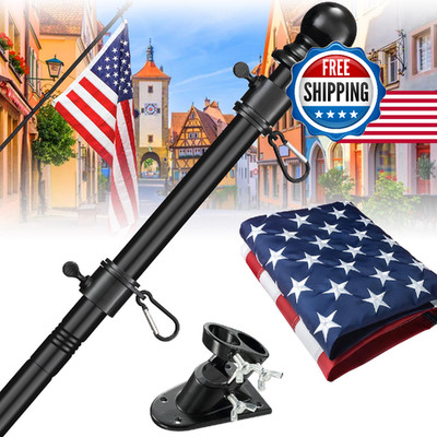 Barcetine Flag Pole Kit w/ 3x5 US Flag - 5ft Heavy Duty, Tangle-Free