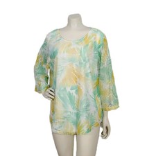 Alfred Dunner Top L XL Lightweight Lined Spring Knit Floral Sequin Pullover