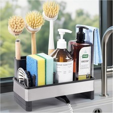Stainless Steel Kitchen Sink Organizer with Sponge Holder and Caddy for