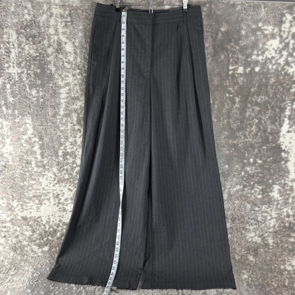 NUEVO Pantalones Worthington Talla 12 Pin Rayas Pierna Ancha Gris Botón Cremallera Informales Nuevos con Etiquetas Foto 2 de 4