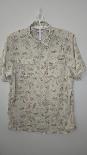 Columbia PFG Mens Size Large Yellow Button Up Shirt Columbia PFG Mens Size Large Yellow Button Up Shirt