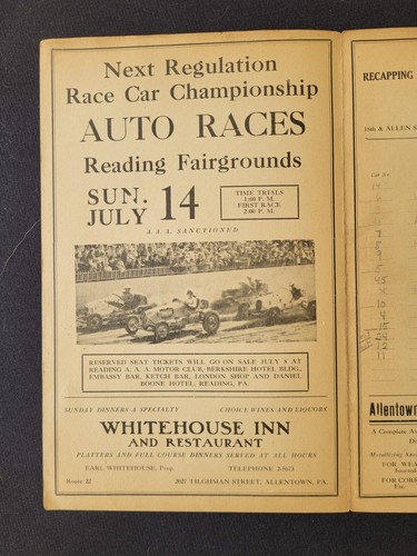 1946 Allentown Fairgrounds Sam Nunis Stock Car Race Program, Roy Hall Wins - Picture 6 of 11