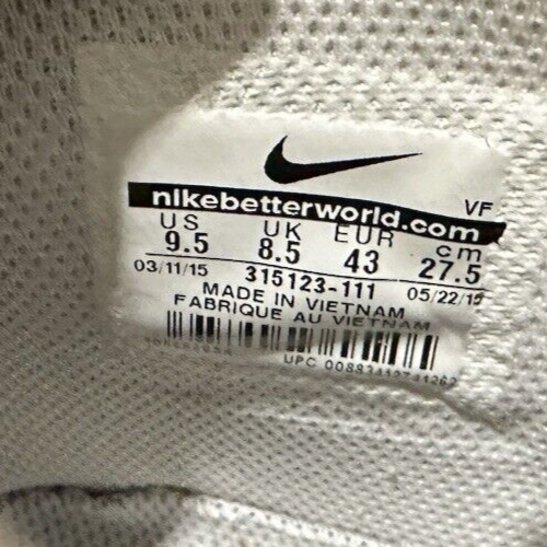 Nike Air Force 315123-111 Hombre Talla 9.5 Atlético Blanco Cuero Zapatos con Cordones - Imagen 8 de 9
