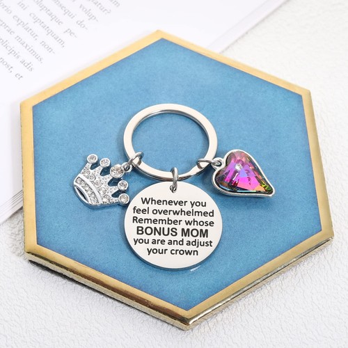 Bonus Mom Keychain for Women Bonus Mom Valentine gifts from Daughter And Son - Picture 4 of 7