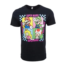 NINTENDO SUPER MARIO CHECKERED PORTRAIT T SHIRT OFFICIAL LICENSE T SHIRT