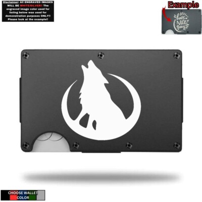 Wolf Howling On Moon - Custom Laser Engraved Wallet  - GREAT GIFT WALLET