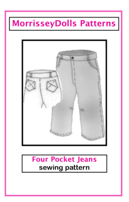 Doll Clothes Sewing Pattern - MorrisseyDolls Jeans pattern - YOU CHOOSE Any Size