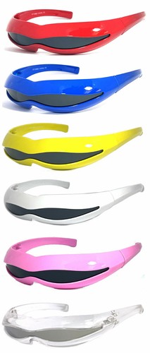SPACE ROBOT PARTY RAVE COSTUME CYCLOPS FUTURISTIC SHIELD SUN GLASSES - Picture 3 of 19