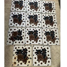Vera Newman Napkins Set of 11 Floral daisies 16” Cotton brown white Mcm retro 