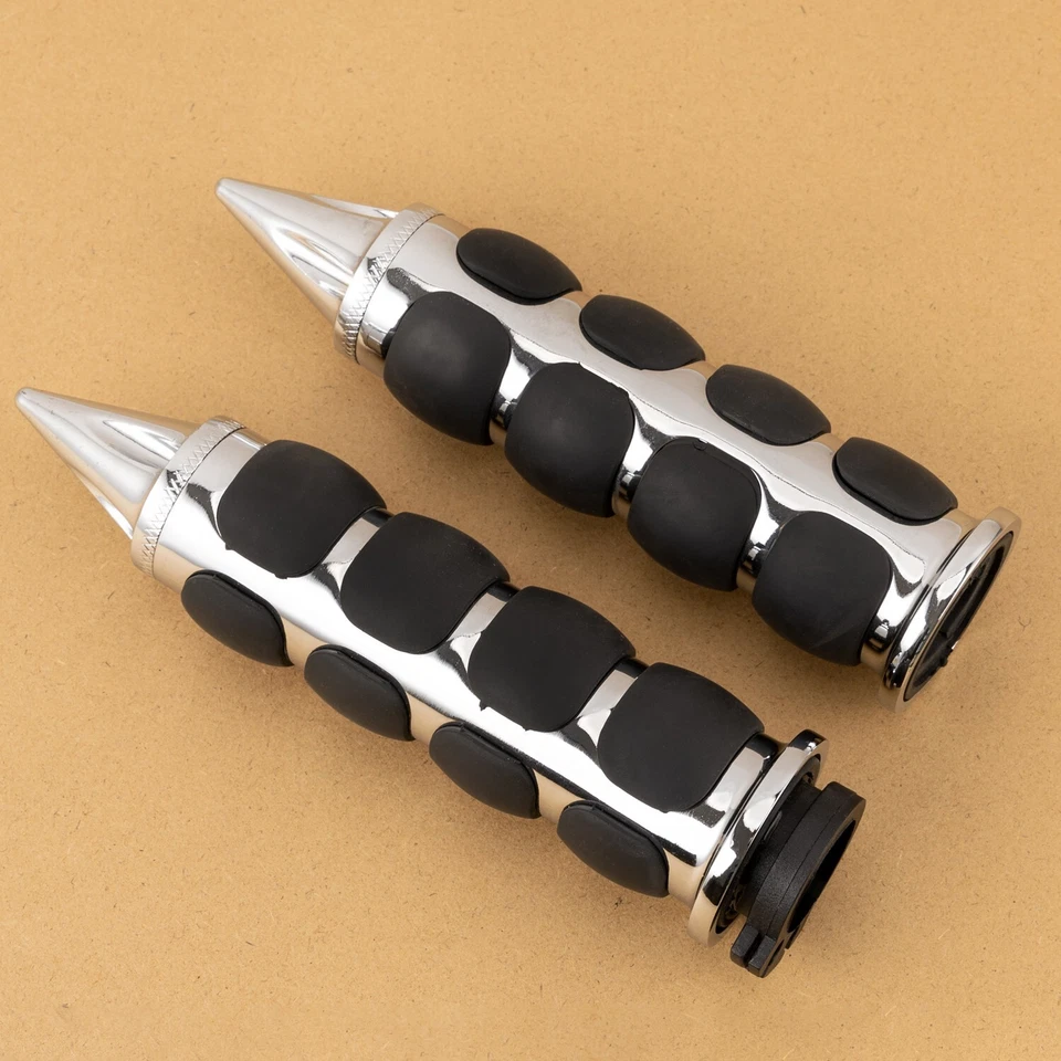 Custom Chrome Motorcycle Hand Grips Handlebar 1 inch For Harley XL883 1200 Spike - Image 2 of 4