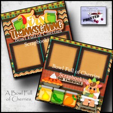 FIRST THANKSGIVING baby girl premade scrapbook pages paper printed CHERRY 0103B