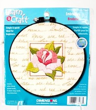BRAND: 2005 NOS Dimensions Learn a Craft, Pink Rose, Simple Embroidery For Begi