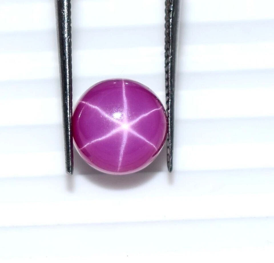 8 Ct New Product Round Cut Pink Star Ruby 6 Rays Gemstone 8x5mm Certified DD - Image 3 of 4