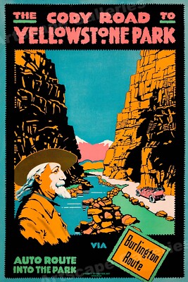 1916 Yellowstone Park Vintage Style Auto Route Travel Poster - 20x30
