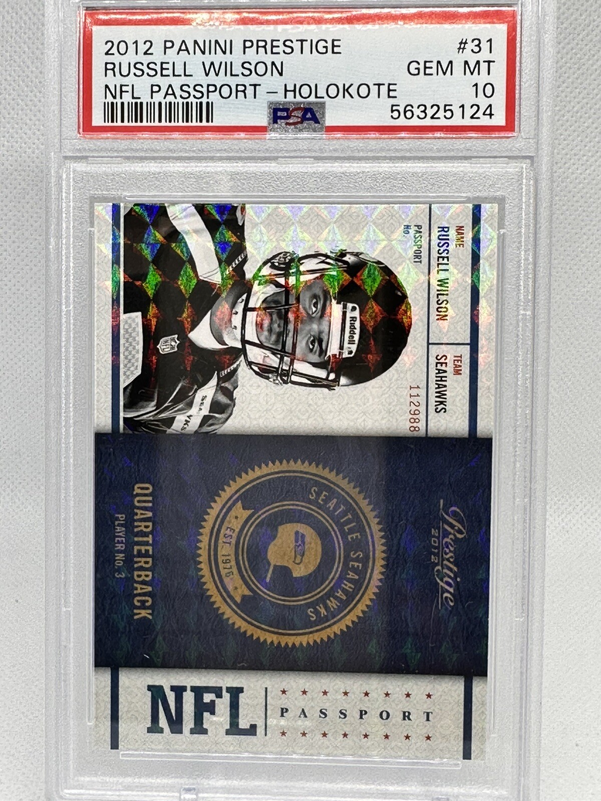Russell Wilson Panini Prestige NFL Passport #31 Holokote