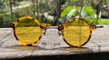 Vintage round yellow sunglasses men round yellow glasses women tortoise glasses